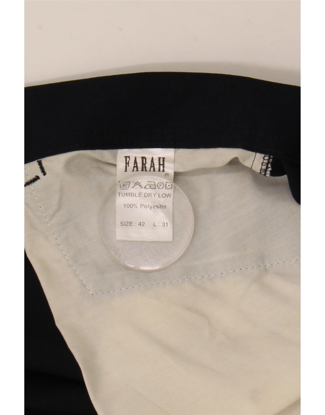 Pantaloni casual dritti da uomo Farah W42 L31 poliestere blu navy