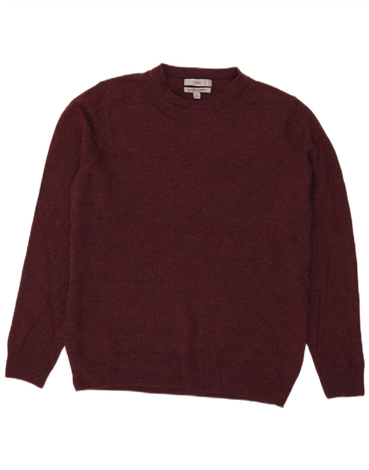 Maglione maglione girocollo da uomo Marks & Spencer grande lana bordeaux