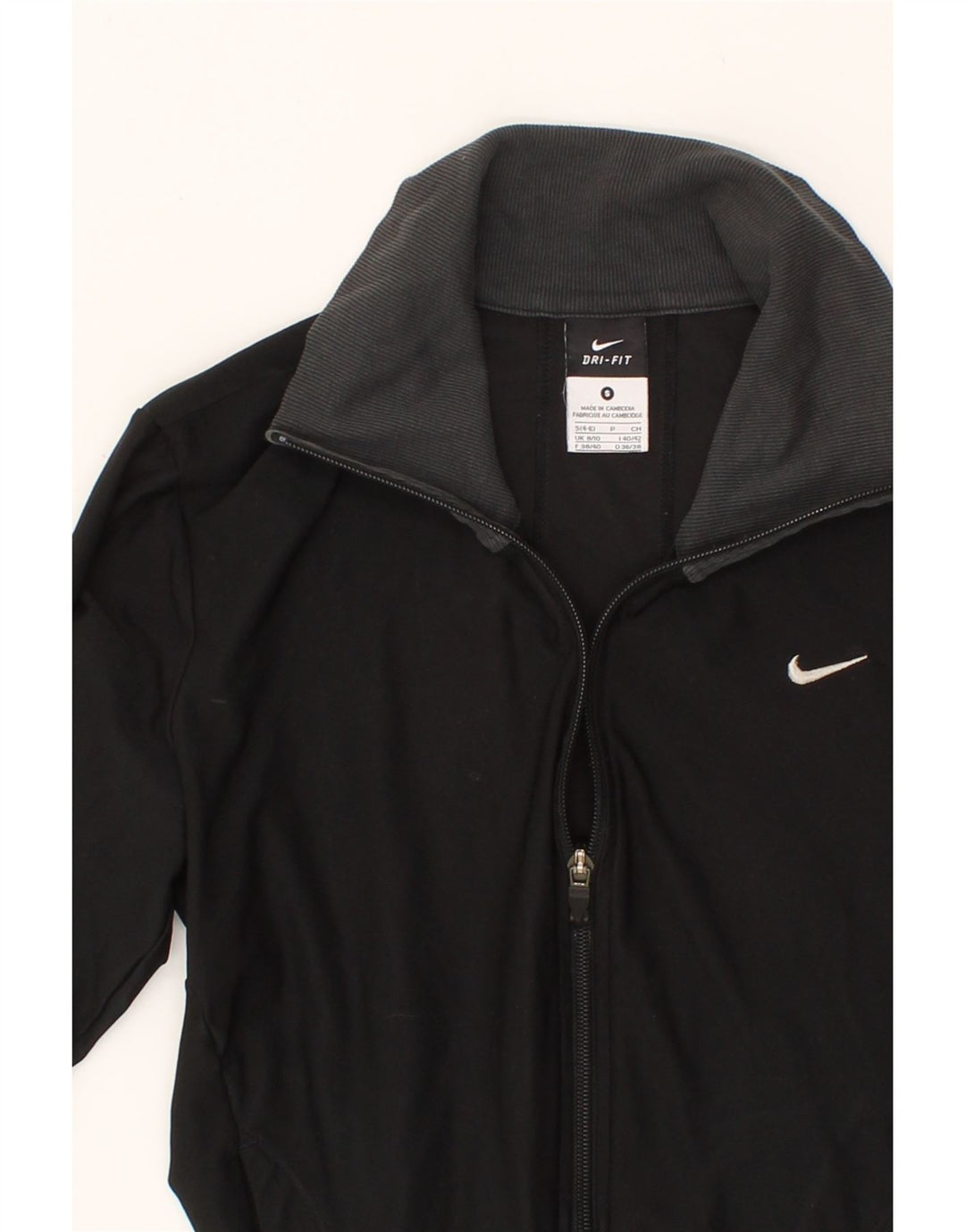 NIKE Womens Dri Fit Tracksuit Top Jacket UK 8/10 Small Black Colourblock Vintage Nike and Second-Hand Nike from Messina Hembry 