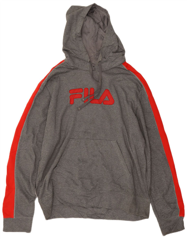 Felpa con cappuccio grafica da uomo Fila 2XL Poliestere color block grigio