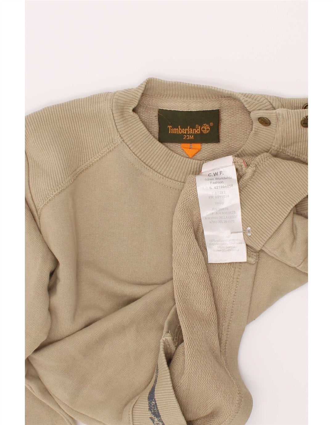 Felpa grafica per ragazzi Timberland 2-3 anni in cotone beige