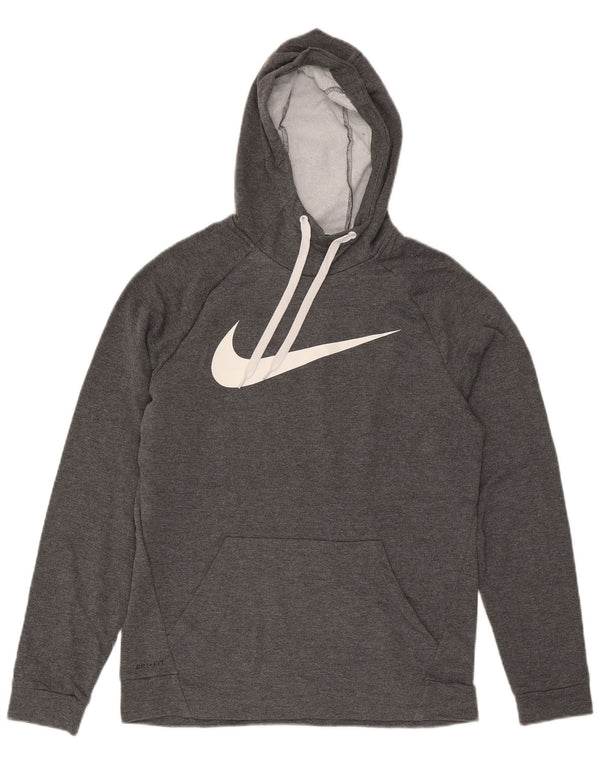 Felpa con cappuccio grafica Nike da donna UK 14 Poliestere screziato grigio medio