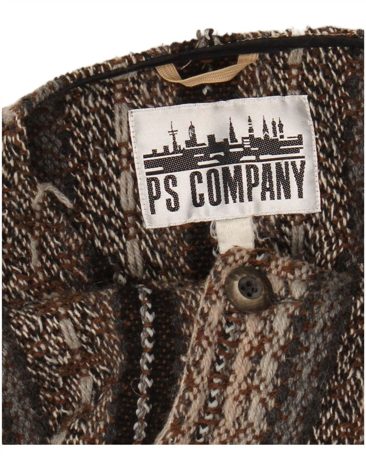 PS Company Maglione cardigan da uomo in lana a righe marrone medio