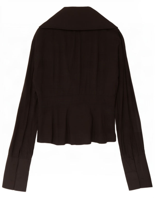 Camicetta a maniche lunghe da donna Karen Millen UK 10 Small Poliestere nero