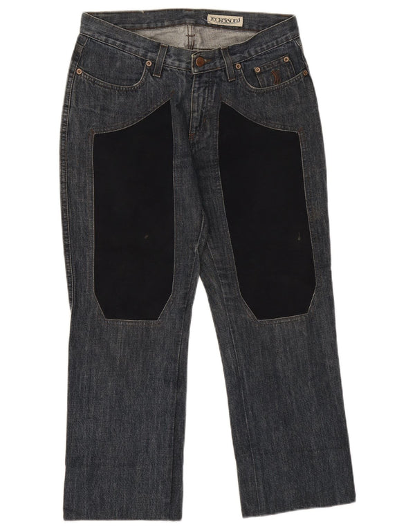Jeans cropped da donna Jeckerson W29 L25 cotone color block blu navy