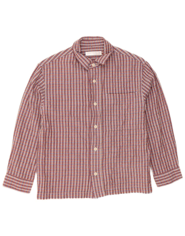 ZARA Camicia in Flanella da Bambino 8-9 Anni in Cotone a quadri Bordeaux