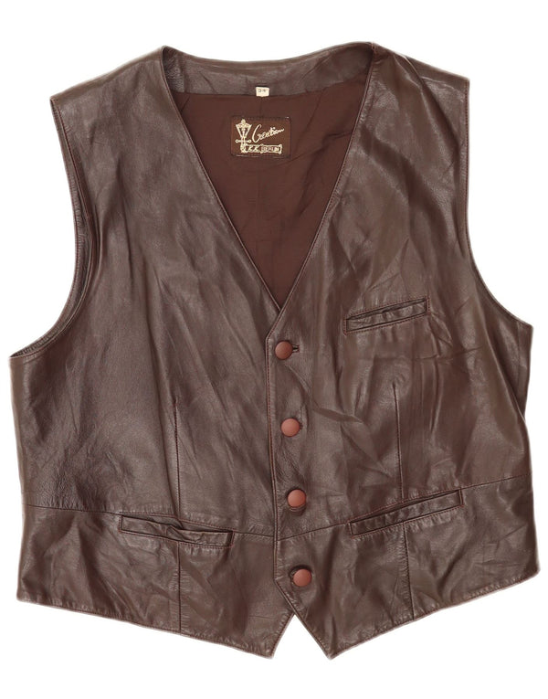 Gilet da uomo Creation EU 54 2XL Pelle marrone