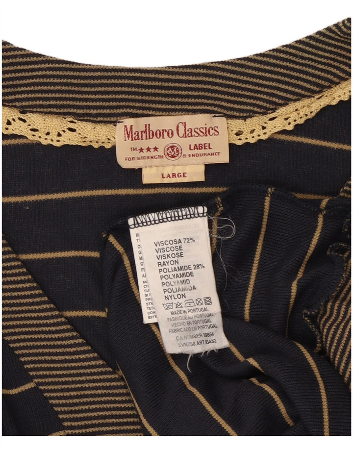 Marlboro Classics Camicetta lunga da donna Top UK 16 Large Blu Navy a righe