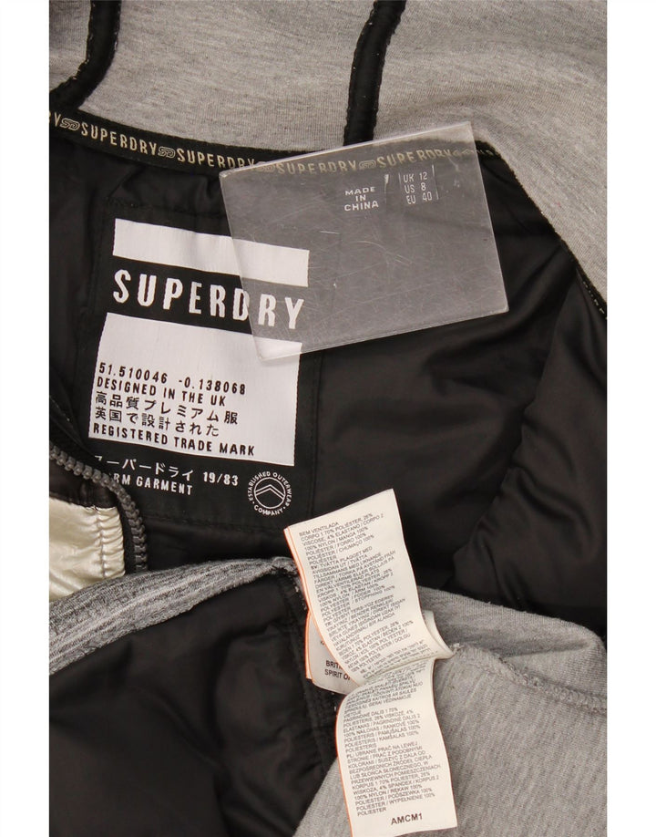 Giacca imbottita con cappuccio da donna Superdry UK 12 Nylon color block grigio medio
