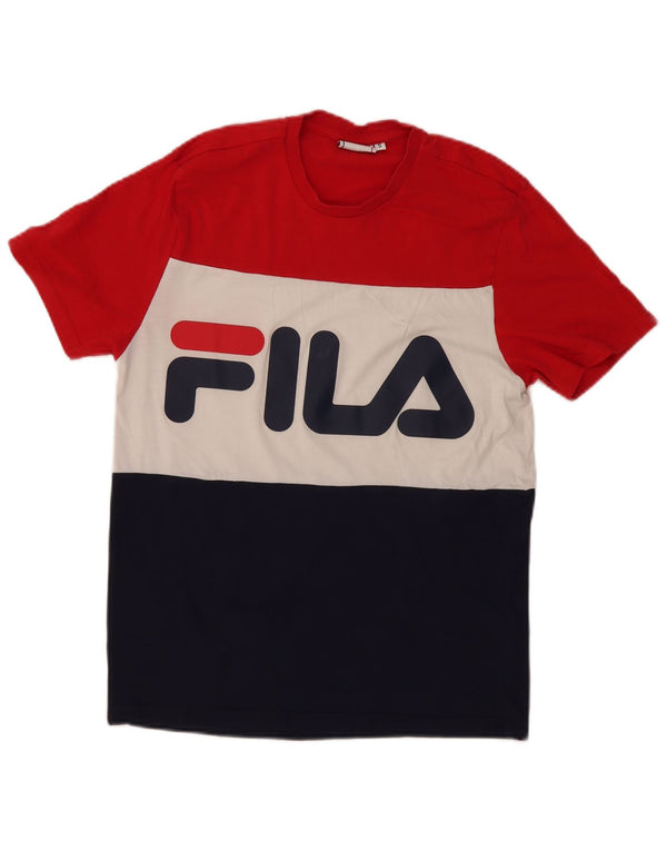 T-shirt grafica da uomo Fila Top Small in cotone color block multicolore
