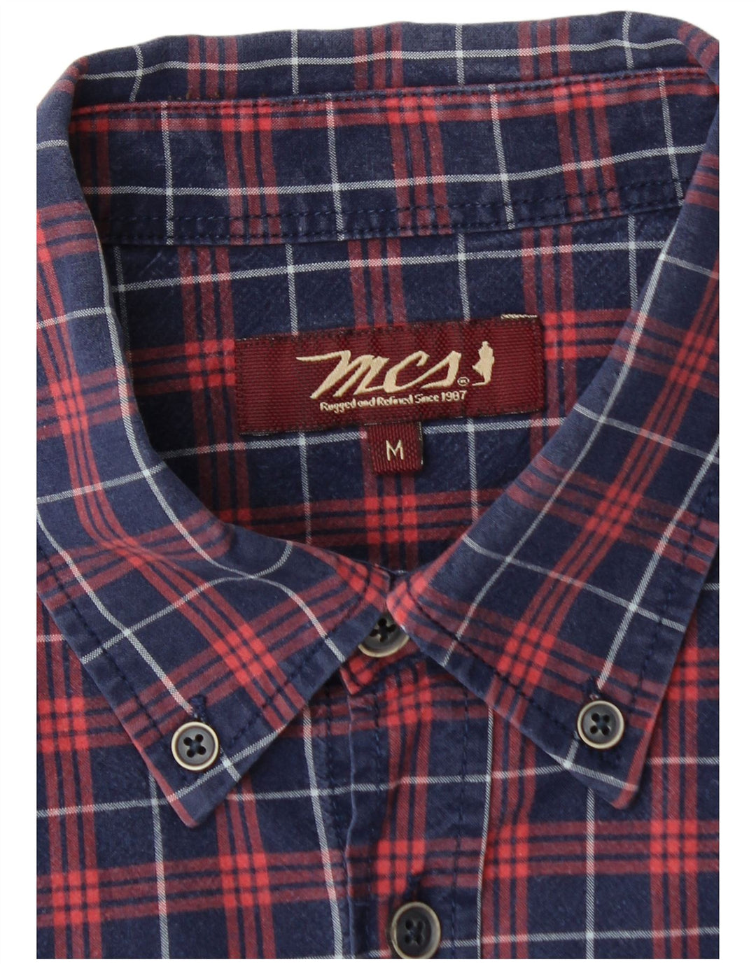 Camicia in flanella da uomo Marlboro Classics, cotone a quadri blu navy medio