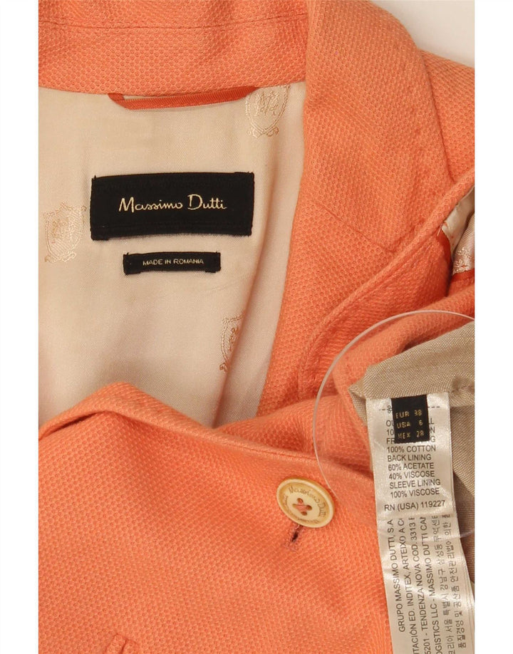 Massimo Dutti Giacca blazer a 1 bottone da donna EU 38 Small Arancione Cotone