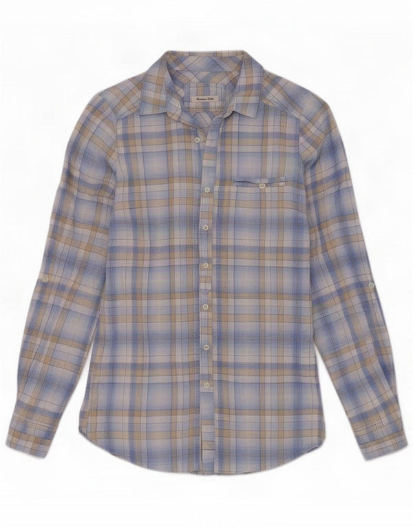 Massimo Dutti Camicia da donna EU 36 XS Lino a quadri blu