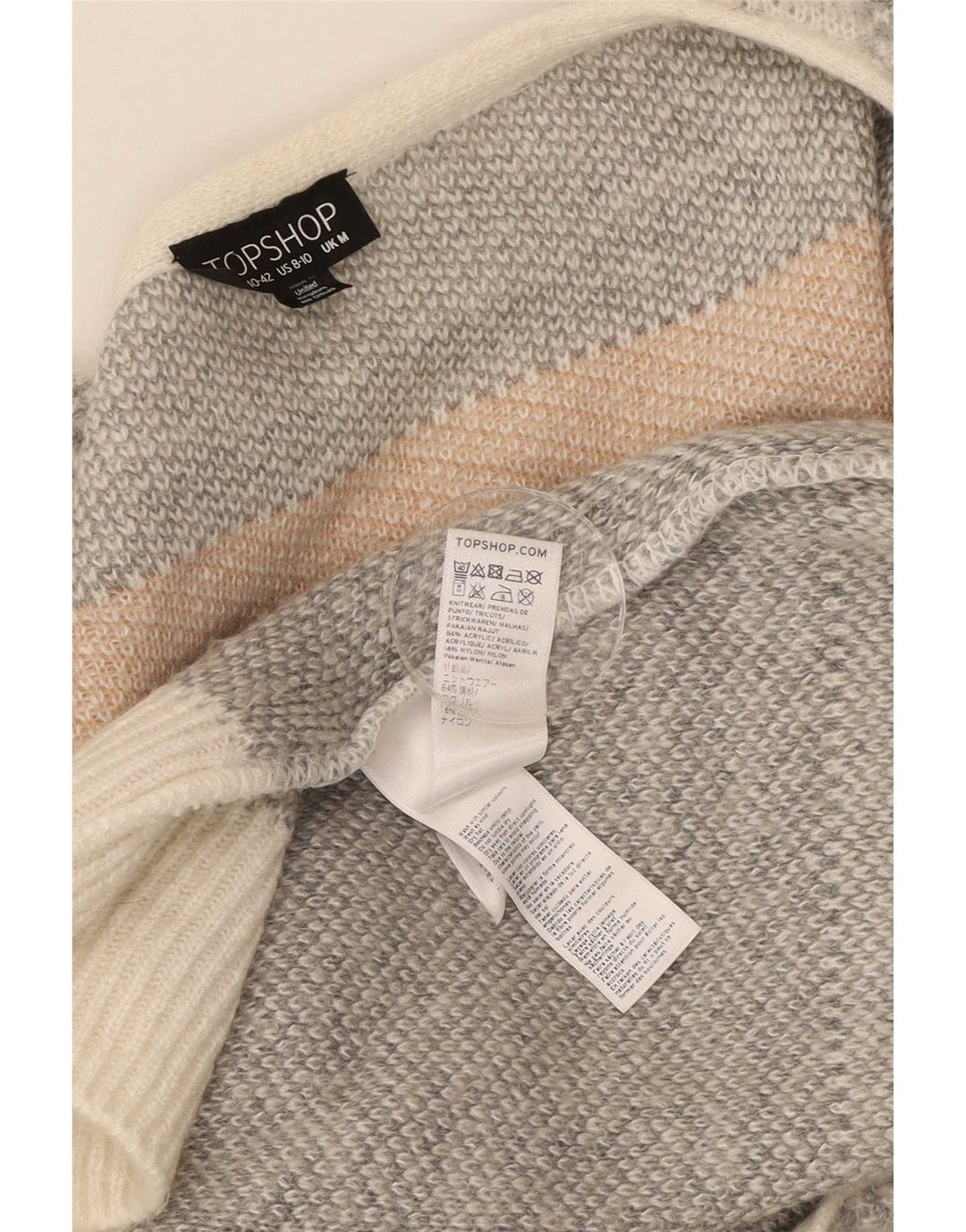Maglione cardigan oversize da donna Topshop UK 14 Acrilico a quadri beige medio