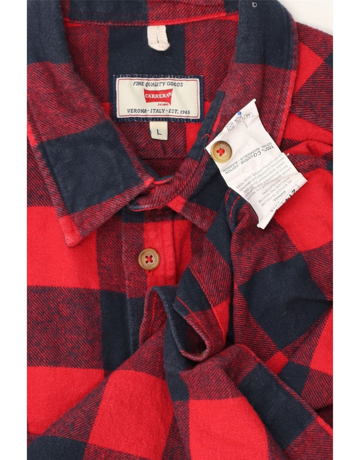 Camicia da uomo in flanella Carrera, cotone a quadri rossi grandi