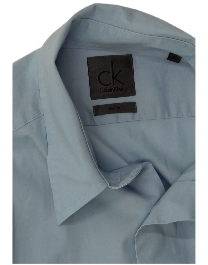 Camicia slim fit da uomo Calvin Klein in cotone blu medio