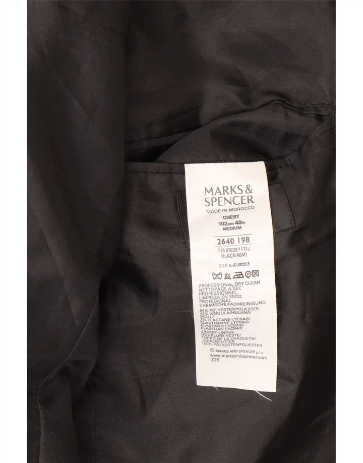 Giacca blazer a 3 bottoni da uomo Marks & Spencer UK 40 poliestere nero medio