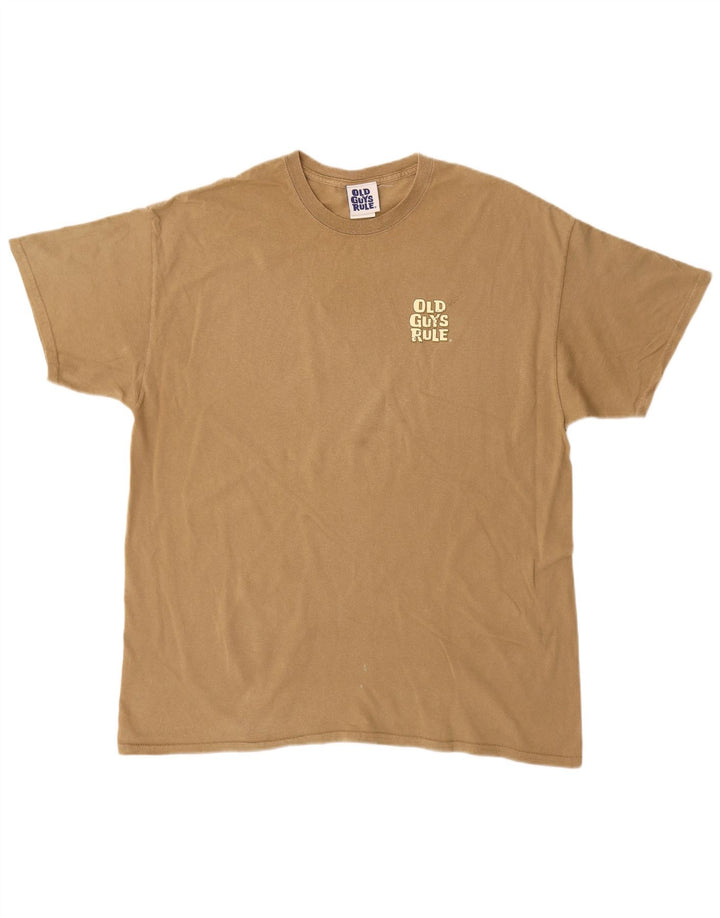 OLD GUYS RULE T-shirt grafica da uomo Top XL in cotone beige