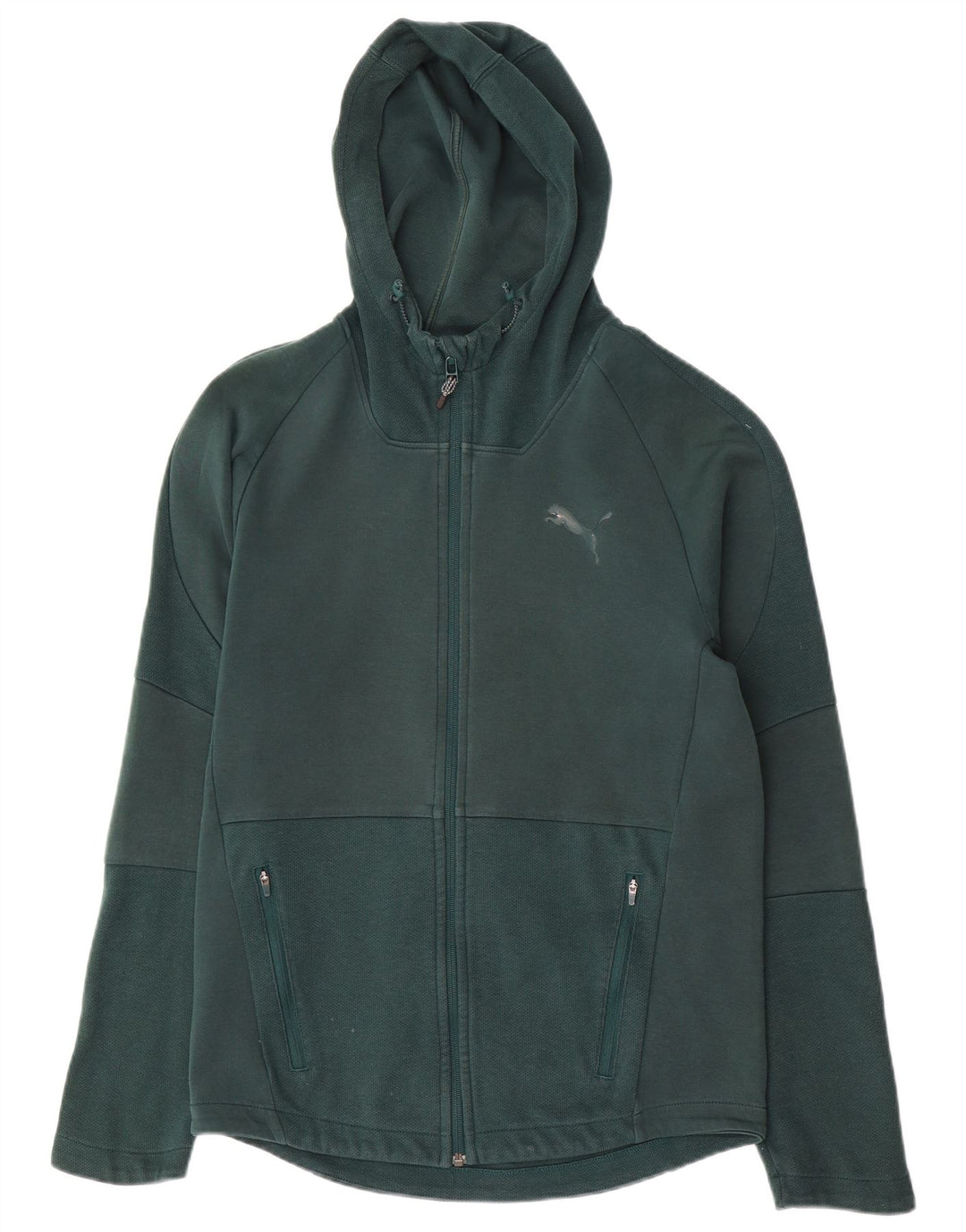Felpa con cappuccio e zip da uomo Puma in cotone verde medio