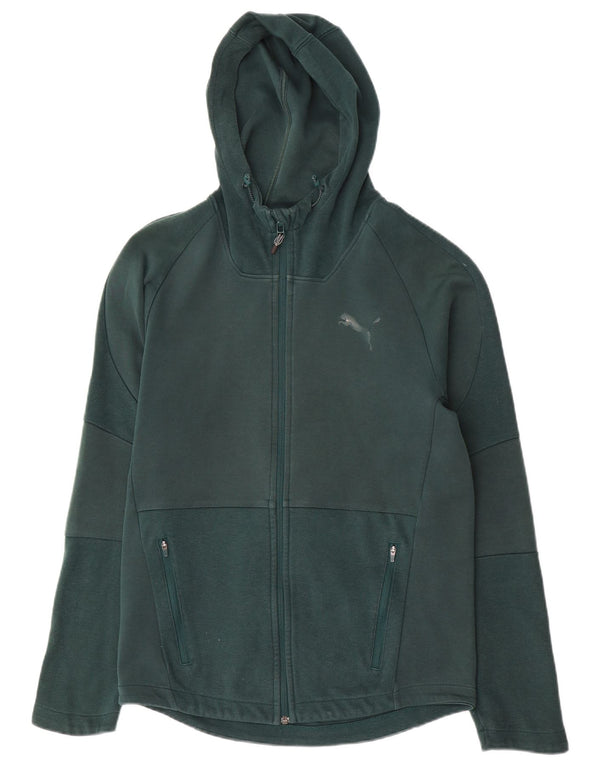 Felpa con cappuccio e zip da uomo Puma in cotone verde medio