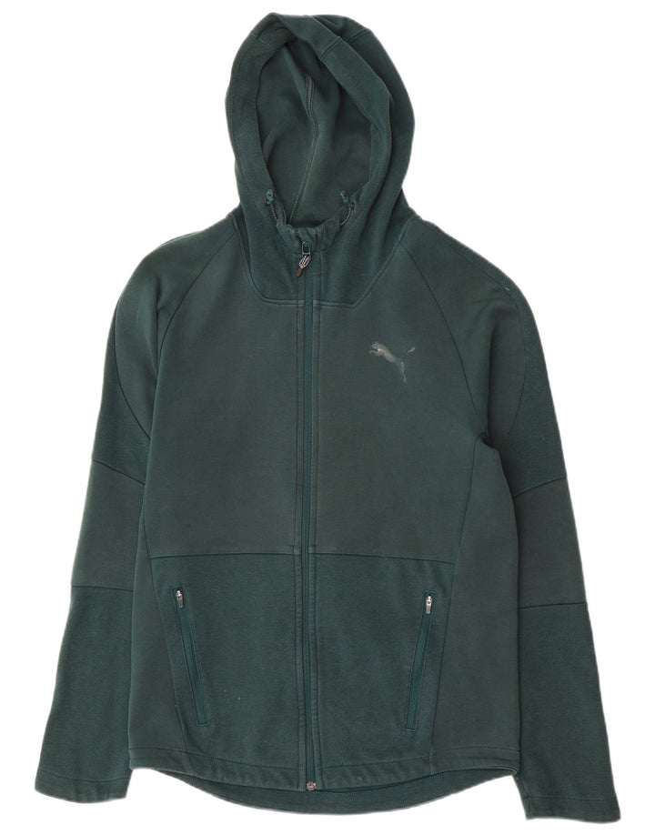 Felpa con cappuccio e zip da uomo Puma in cotone verde medio
