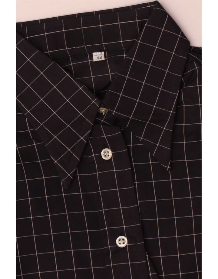 Camicia vintage da donna IT 44 media nera a quadri