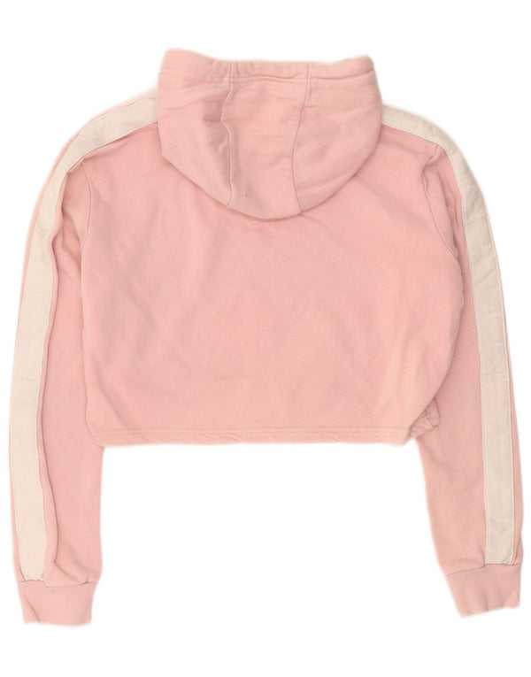 ELLESSE Maglione con cappuccio grafico da donna corto UK 12 Cotone rosa medio