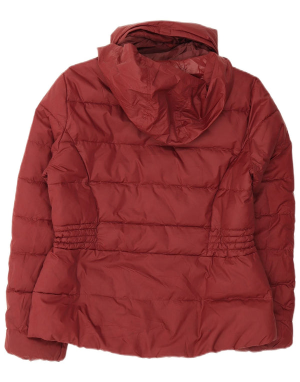 Giacca imbottita con cappuccio da donna Marks & Spencer UK 12 poliestere bordeaux medio