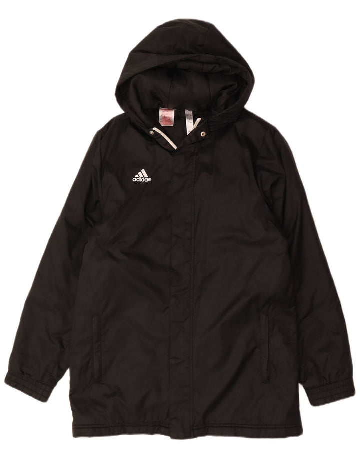 Cappotto imbottito con cappuccio Adidas da ragazzo 13-14 anni in poliestere nero