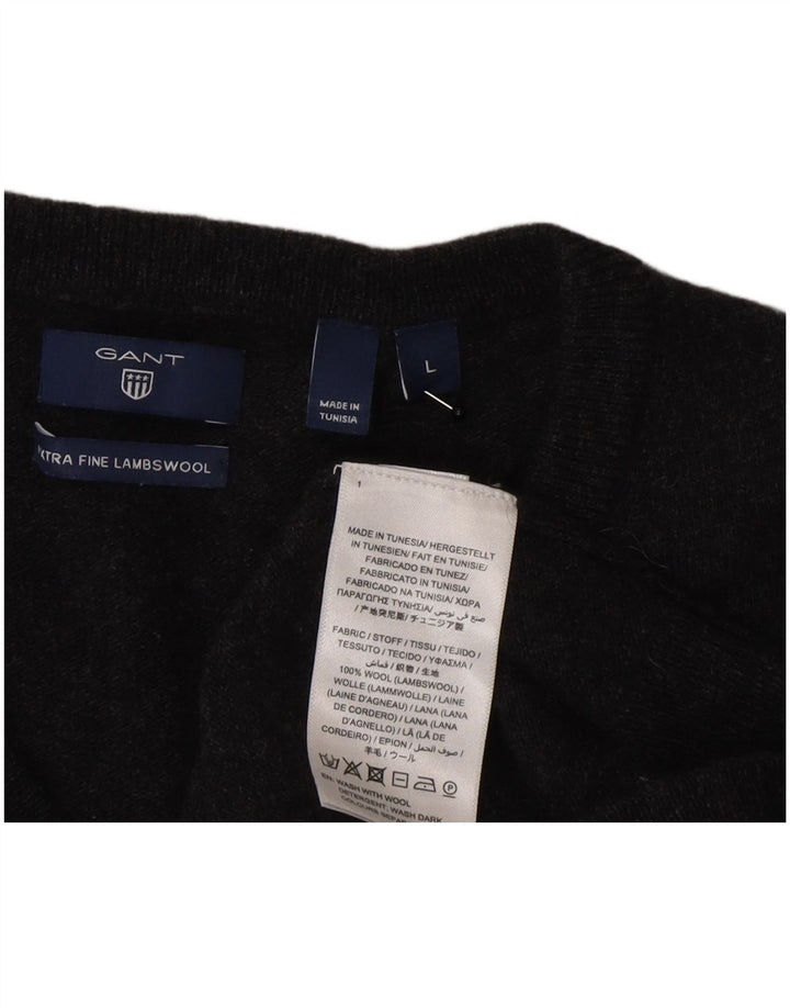 Maglione maglione con scollo a V da donna Gant UK 16 Lana d'agnello grigia grande