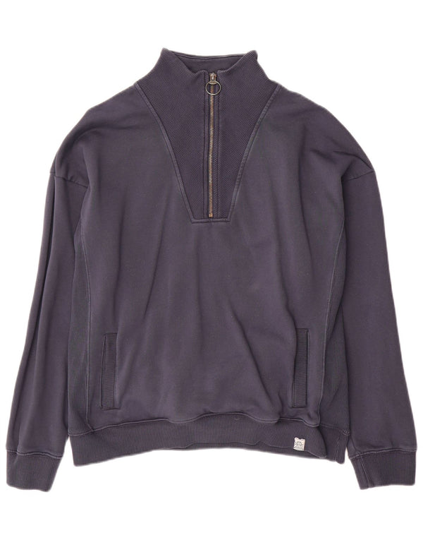 Felpa da uomo con collo con zip Fat Face, maglione medio, blu navy
