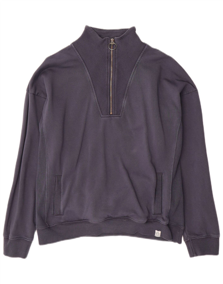 Felpa da uomo con collo con zip Fat Face, maglione medio, blu navy