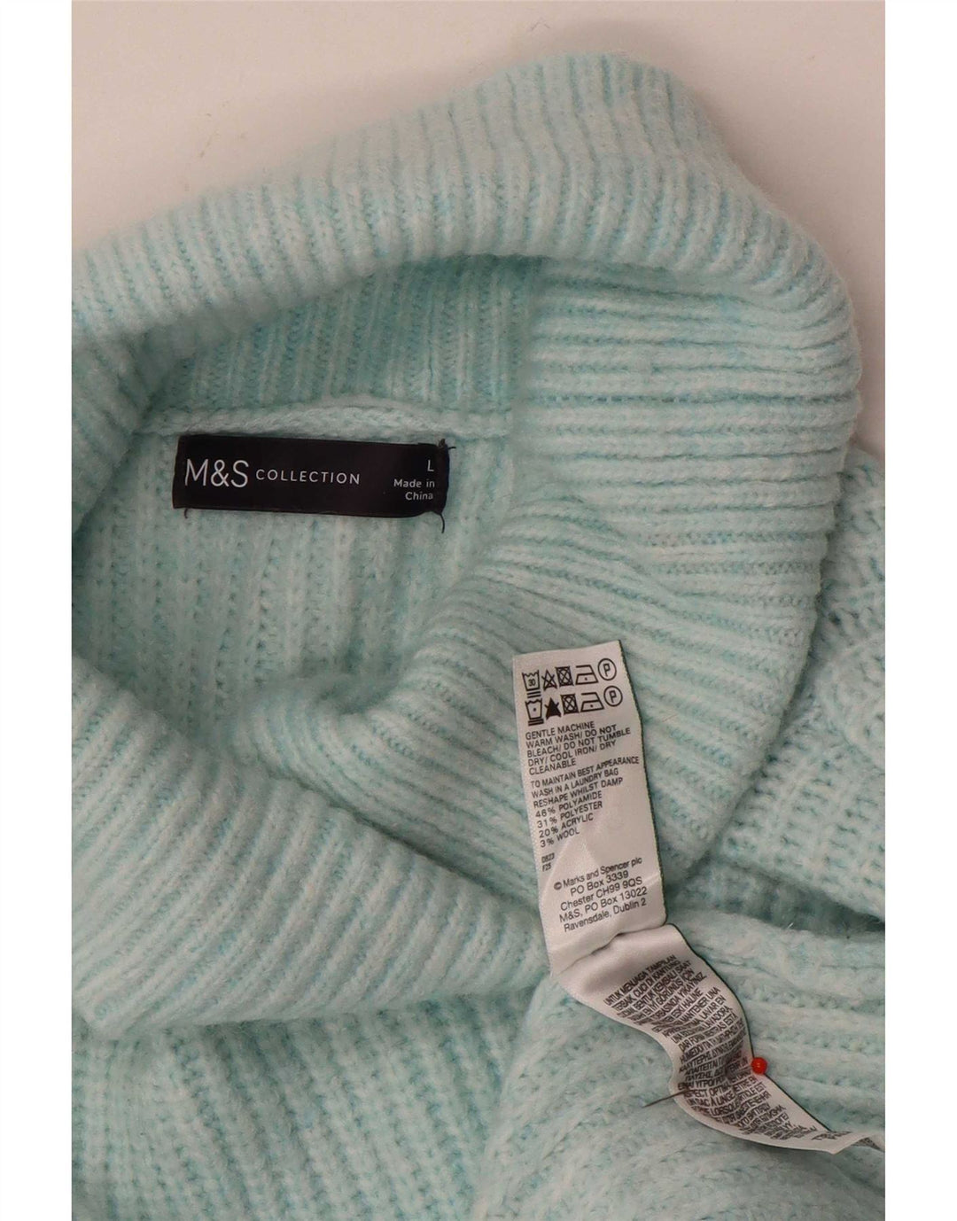 Maglione maglione oversize a collo alto Marks & Spencer da donna UK 16 grande blu