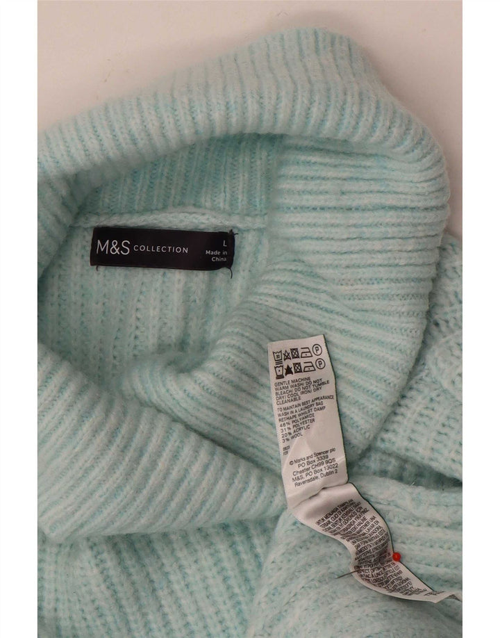 Maglione maglione oversize a collo alto Marks & Spencer da donna UK 16 grande blu
