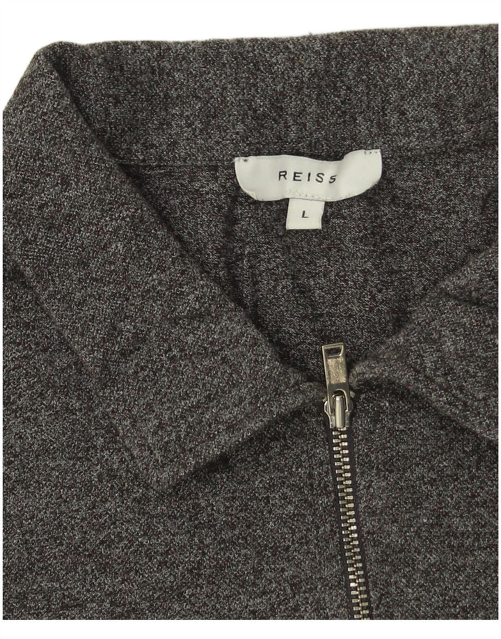 Polo da uomo Reiss grande in cotone chiazzato grigio