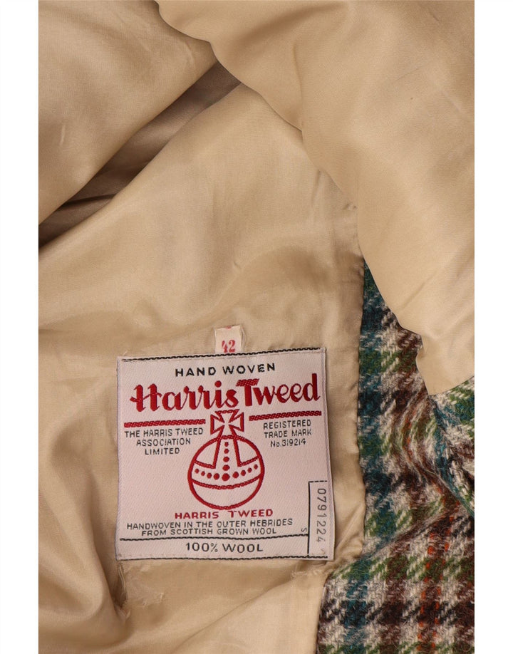 Giacca blazer a 2 bottoni da donna Harris Tweed EU 42 grande pied de poule verde