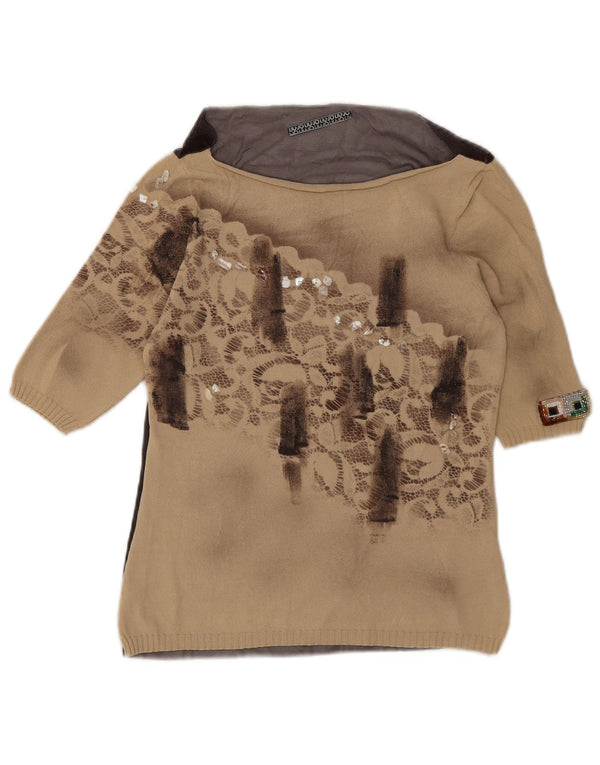 Top in camicetta trasparente da donna Liu Jo UK 12 Blocco colore beige medio