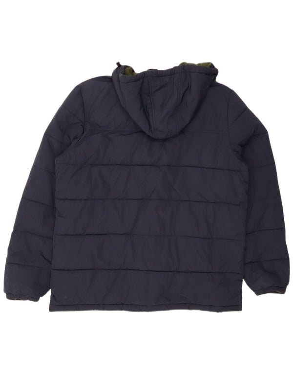 Lyle & Scott Giacca imbottita con cappuccio da uomo UK 42 XL Navy Blue Nylon