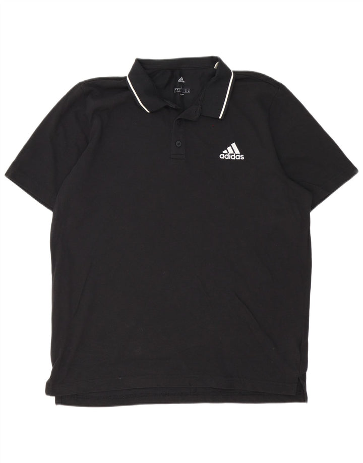 Polo Adidas da uomo grande in cotone nero