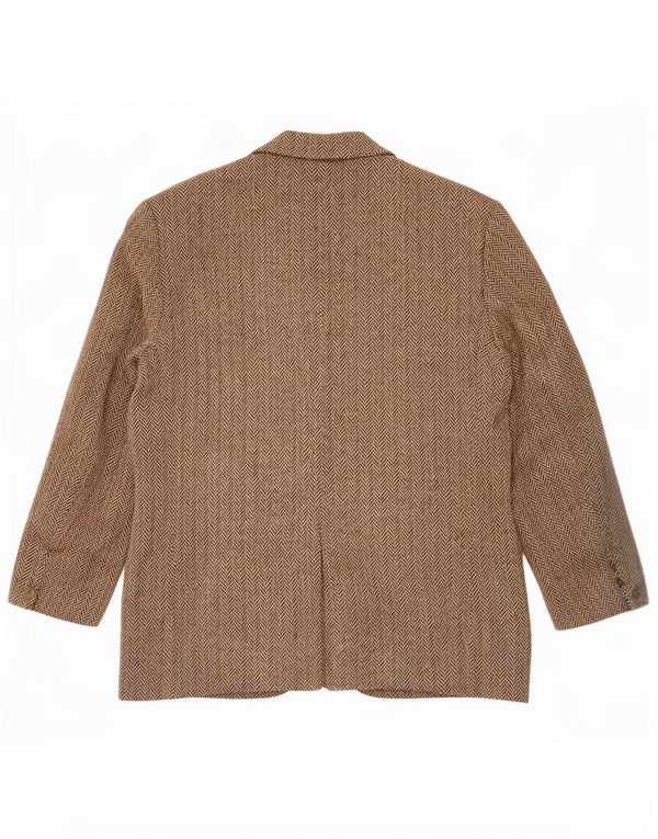 Giacca blazer a 3 bottoni da uomo Harris Tweed UK 38 Grigio medio a spina di pesce