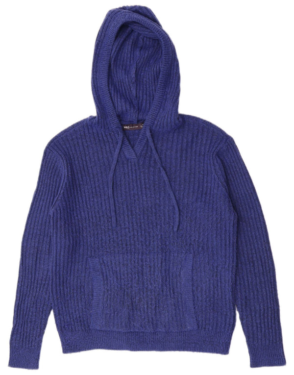 Maglione con cappuccio da donna Marks & Spencer UK 14 Blu medio chiazzato
