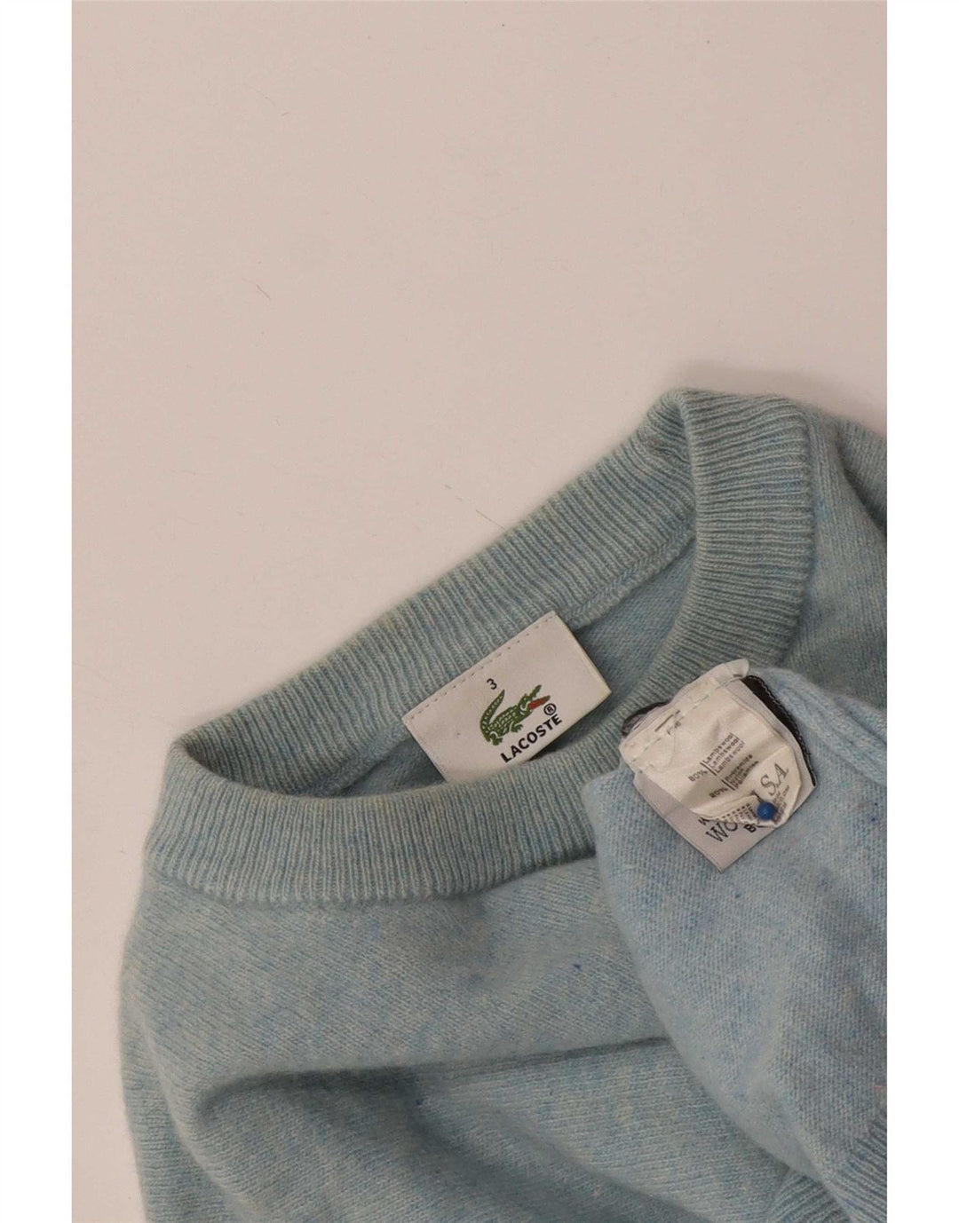Maglione maglione girocollo da uomo Lacoste taglia 3 piccolo lana d'agnello blu