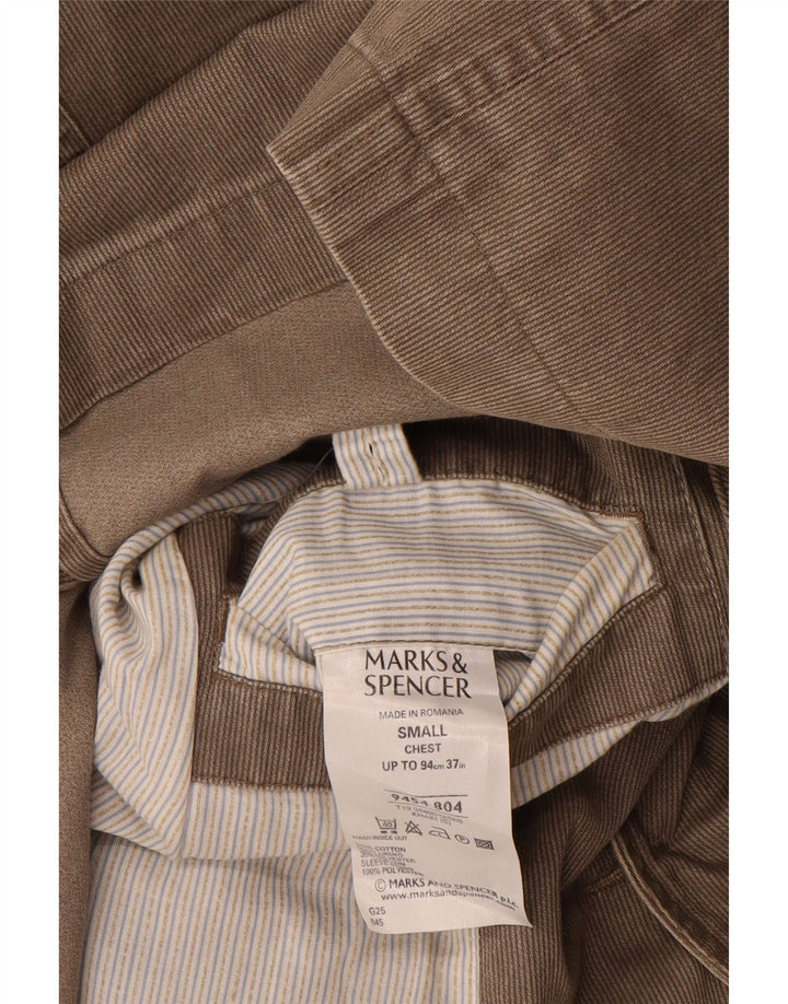 Giacca blazer a 3 bottoni Marks & Spencer da uomo UK 36 piccolo gessato kaki