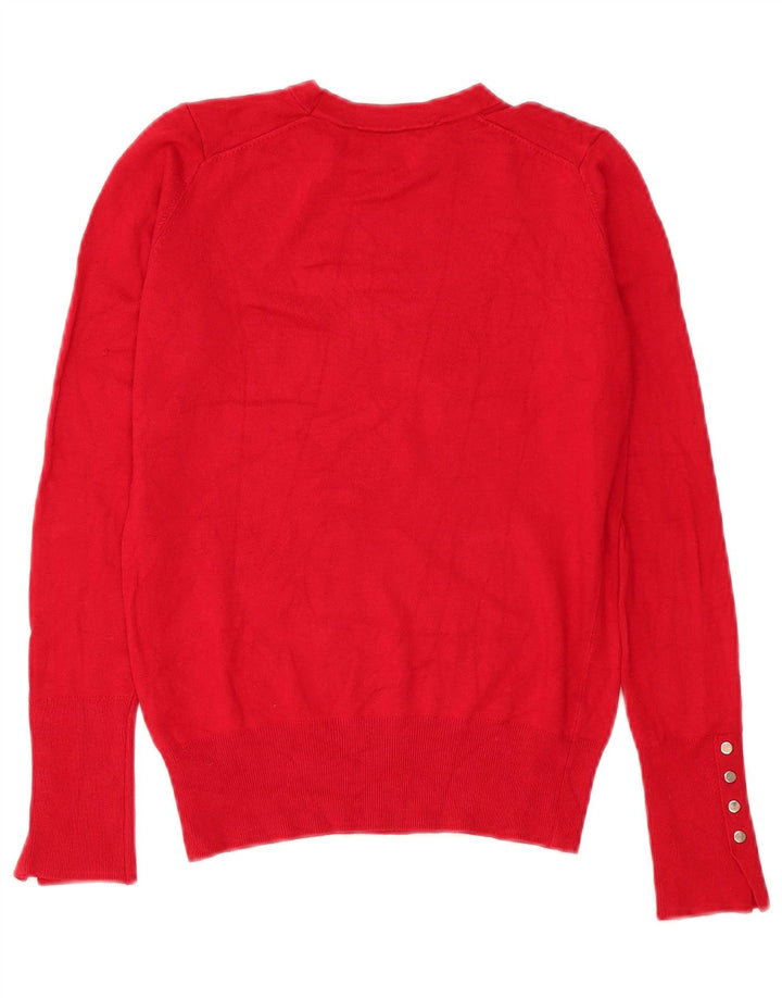 Maglione maglione girocollo da donna Zara UK 10 piccolo rosso viscosa