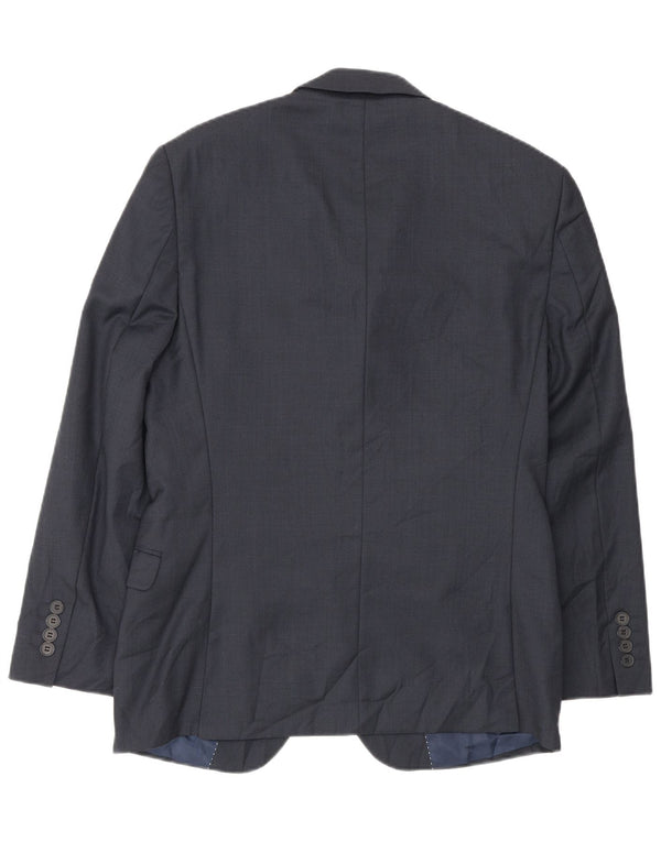 Giacca blazer slim fit da uomo Dkny a 2 bottoni EU 46 piccola in lana blu navy