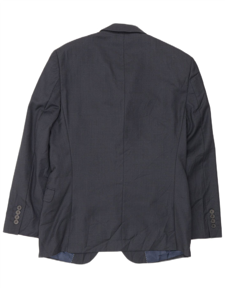 Giacca blazer slim fit da uomo Dkny a 2 bottoni EU 46 piccola in lana blu navy