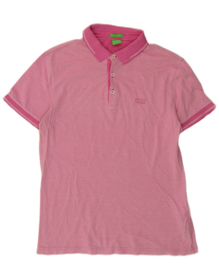 Polo Hugo Boss da uomo vestibilità regolare in cotone screziato rosa medio