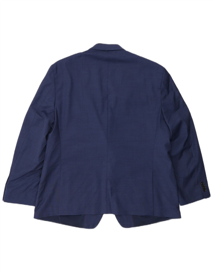 TOMMY HILFIGER Giacca blazer da uomo a 2 bottoni IT 50 Large in lana blu navy