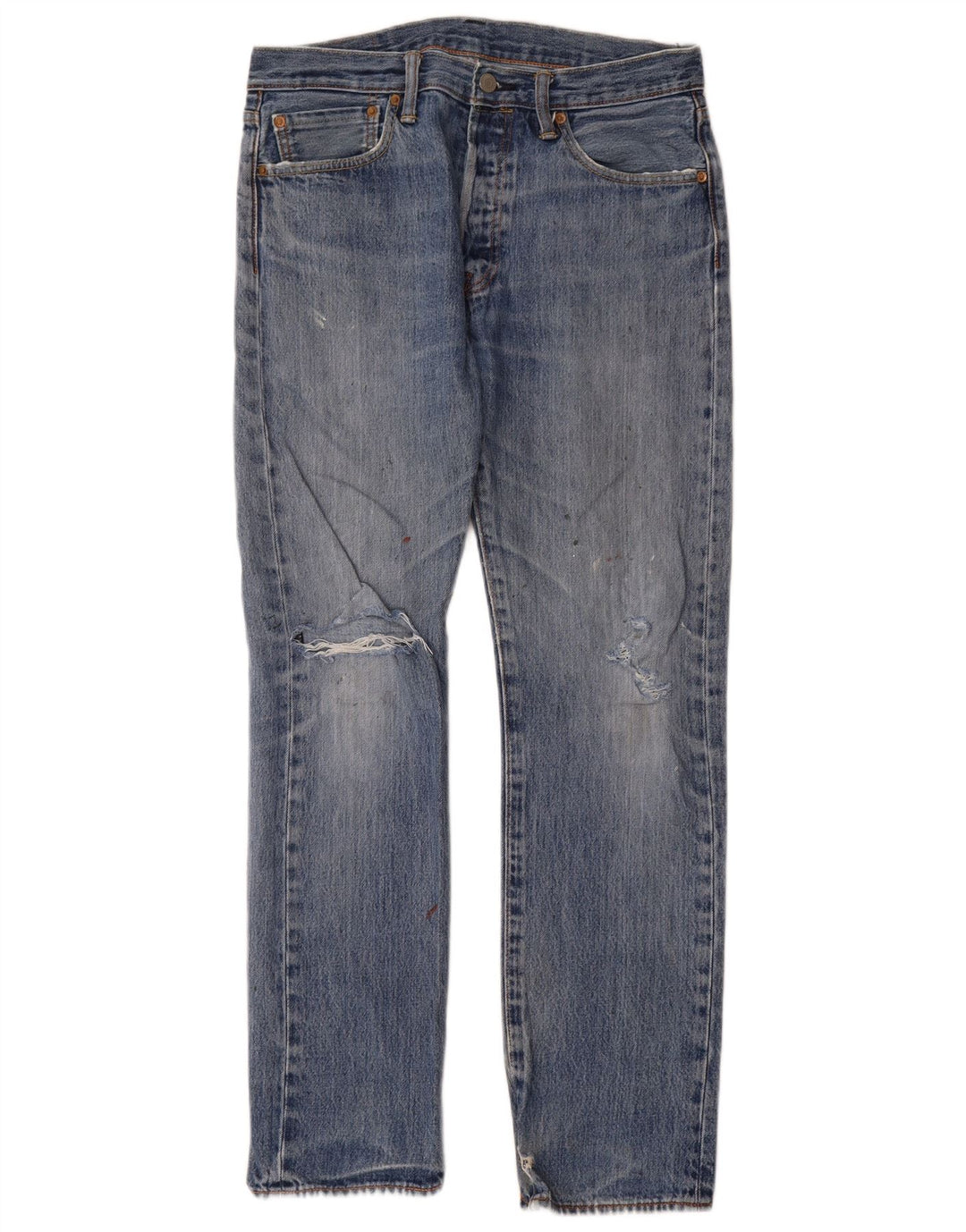 Levi's Uomo 501 Jeans dritti effetto consumato W32 L32 Cotone Blu