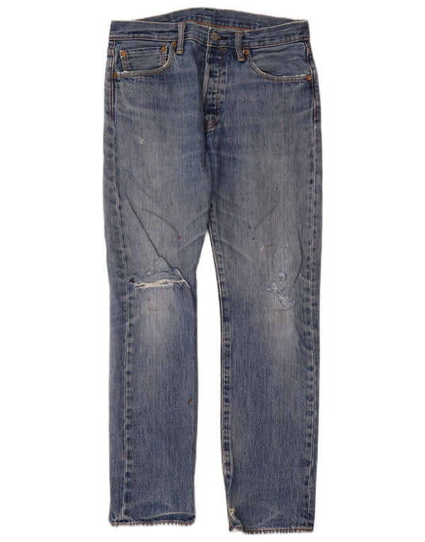 Levi's Uomo 501 Jeans dritti effetto consumato W32 L32 Cotone Blu
